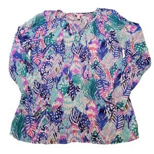 Lilly Pulitzer Willa Top Quill Out Metallic Print S